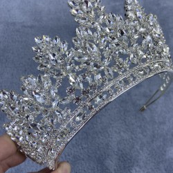 Gümüş Meriva Model Yüksek Taşlı Kına Ve Gelin Tacı-GELINTACI-664