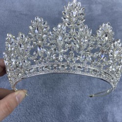 Gümüş Meriva Model Yüksek Taşlı Kına Ve Gelin Tacı-GELINTACI-664