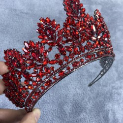 Kırmızı Meriva Model Yüksek Taşlı Kına Ve Gelin Tacı-GELINTACI-665