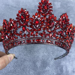 Kırmızı Meriva Model Yüksek Taşlı Kına Ve Gelin Tacı-GELINTACI-665