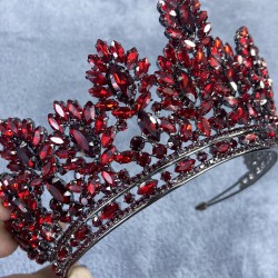 Bordo Meriva Model Yüksek Taşlı Kına Ve Gelin Tacı-GELINTACI-666