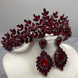 Bordo Ashley Boncuklu Kına Gelin Tacı Ve Mekikli Küpe Seti-GELINTACI-709 Bordo Ashley Boncuklu Kına Gelin Tacı Ve Mekikli Küpe Seti-GELINTACI-709