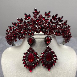 Bordo Ashley Boncuklu Kına Gelin Tacı Ve Mekikli Küpe Seti-GELINTACI-709 Bordo Ashley Boncuklu Kına Gelin Tacı Ve Mekikli Küpe Seti-GELINTACI-709