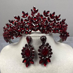 Bordo Ashley Boncuklu Kına Gelin Tacı Ve Üç Mekikli Küpe Seti-GELINTACI-716 Bordo Ashley Boncuklu Kına Gelin Tacı Ve Üç Mekikli Küpe Seti-GELINTACI-716