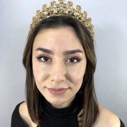 Gold Rengi Zeety Model Kına Ve Gelin Tacı-GELINTACI-88 Gold Rengi Zeety Model Kına Ve Gelin Tacı-GELINTACI-88