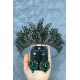 Yeşil Yapraklı Nerobi Boncuk İşlemeli Gelin Tacı Ve Geniş Mekik Küpe Seti-GELINTACI-912