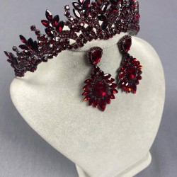 Bordo Selur Yaprak Model Gelin Tacı Ve Mekikli Küpe Takımı-GELINTACI-940 Bordo Selur Yaprak Model Gelin Tacı Ve Mekikli Küpe Takımı-GELINTACI-940