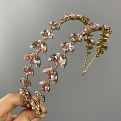 Pembe Gold Zeminli Alfsa Model Çift Sıra Gelin Ve Kına Tacı-GELINTACI-964 Pembe Gold Zeminli Alfsa Model Çift Sıra Gelin Ve Kına Tacı-GELINTACI-964