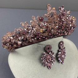 Pembe Boncuk İşlemeli Yoğun Akbahar Gelin Tacı Ve İnce Mekik Küpe Seti-GELINTACI-977 Pembe Boncuk İşlemeli Yoğun Akbahar Gelin Tacı Ve İnce Mekik Küpe Seti-GELINTACI-977