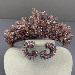Pembe Boncuk İşlemeli Yoğun Akbahar Gelin Tacı Ve Yuvarlak Küpe Seti-GELINTACI-979 Pembe Boncuk İşlemeli Yoğun Akbahar Gelin Tacı Ve Yuvarlak Küpe Seti-GELINTACI-979