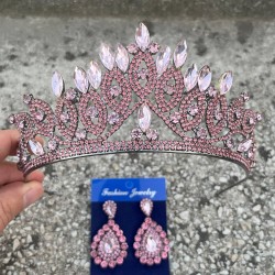 Grace Pembe Gelin Tacı ve Damla Mekik Küpe Seti – Taşlı Düğün Abiye Aksesuar-GRACE-13 Grace Pembe Gelin Tacı ve Damla Mekik Küpe Seti – Taşlı Düğün Abiye Aksesuar-GRACE-13