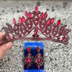 Grace Bordo Gelin Tacı ve Geniş Mekik Küpe Seti – Taşlı Düğün Abiye Aksesuar-GRACE-19 Grace Bordo Gelin Tacı ve Geniş Mekik Küpe Seti – Taşlı Düğün Abiye Aksesuar-GRACE-19