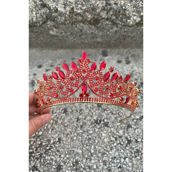 Grace Kırmızı Gold Taç – Işıltılı Taşlı Gelin Kına Tacı, Düğün Abiye Aksesuarı Modeli-GRACE-2 Grace Kırmızı Gold Taç – Işıltılı Taşlı Gelin Kına Tacı, Düğün Abiye Aksesuarı Modeli-GRACE-2