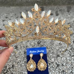 Grace Gold Gelin Tacı ve Damla Mekik Küpe Seti – Taşlı Düğün Abiye Aksesuar-GRACE-21 Grace Gold Gelin Tacı ve Damla Mekik Küpe Seti – Taşlı Düğün Abiye Aksesuar-GRACE-21