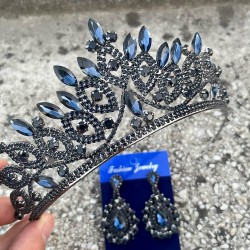 Grace Lacivert Gelin Tacı ve Damla Mekik Küpe Seti – Taşlı Düğün Abiye Aksesuar-GRACE-25 Grace Lacivert Gelin Tacı ve Damla Mekik Küpe Seti – Taşlı Düğün Abiye Aksesuar-GRACE-25