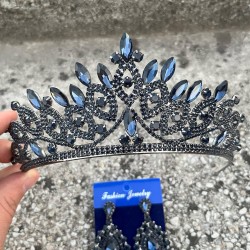 Grace Lacivert Gelin Tacı ve Damla Mekik Küpe Seti – Taşlı Düğün Abiye Aksesuar-GRACE-25 Grace Lacivert Gelin Tacı ve Damla Mekik Küpe Seti – Taşlı Düğün Abiye Aksesuar-GRACE-25