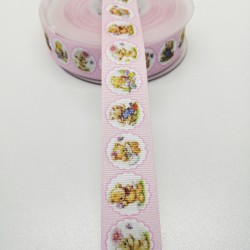 Pembe Ayıcıklı Grogren Kurdele 2,5 cm 1 Metre-GRK-105