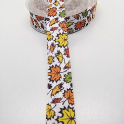 Renkli Yaprak Desenli Grogren Kurdele 2,5 cm 1 Metre-GRK-106