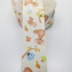 Renkli Ayıcık Desenli Grogren Kurdele 4 cm 1 Metre-GRK-108