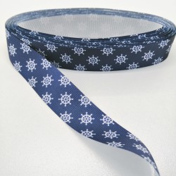 Lacivert Varak Desenli Grogren Kurdele 2,5 cm 1 Metre-GRK-113