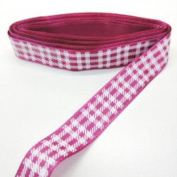 Fuşya Kare Desenli Tafta Kurdele 2,5 cm 1 Metre-GRK-115