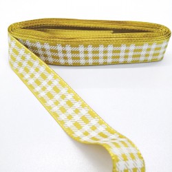 Hardal Kare Desenli Tafta Kurdele 2,5 cm 1 Metre-GRK-116