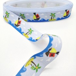 Palmiye Desenli Grogren Kurdele 2,5 cm 1 Metre-GRK-122