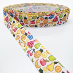 Renkli Meyve Desenli Grogren Kurdele 2,5 cm 1 Metre-GRK-125