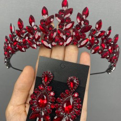 Bordo Rubra Gelin Kına Tacı Ve Küpesi-GTCK-12 Bordo Rubra Gelin Kına Tacı Ve Küpesi-GTCK-12