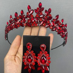 Kırmızı Sayor Gelin Kına Tacı Ve Küpe Takımı-GTCK-3 Kırmızı Sayor Gelin Kına Tacı Ve Küpe Takımı-GTCK-3