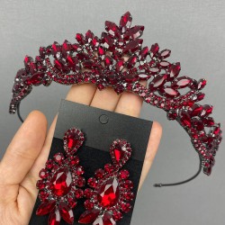 Bordo Serlin Gelin Kına Tacı Ve Küpe Takımı-GTCK-9 Bordo Serlin Gelin Kına Tacı Ve Küpe Takımı-GTCK-9