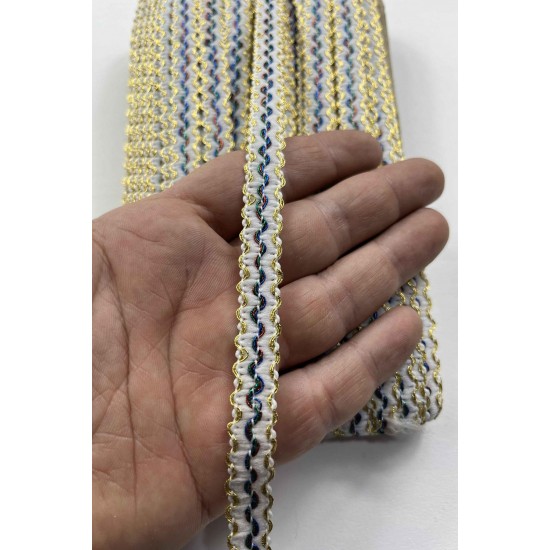 Tigridia Dekoratif Şerit &ndash; &Ccedil;ok Renkli Metalik Zigzag Detaylı 1 cm En 1 Metre-HG-DS-026