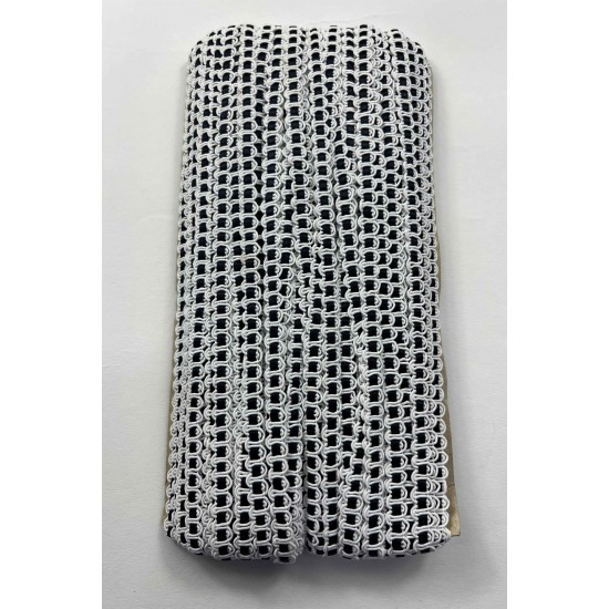 Anemone &Ouml;rg&uuml; Şerit &ndash; 1 cm En &ndash; 1 Metre | Beyaz Kenarlı Siyah Orta Dokulu-HG-DS-032