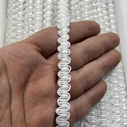 Camellia Dekoratif &Ouml;rg&uuml; Şerit &ndash; 1 cm En &ndash; 1 Metre | Tam Beyaz Sade Dokulu-HG-DS-035