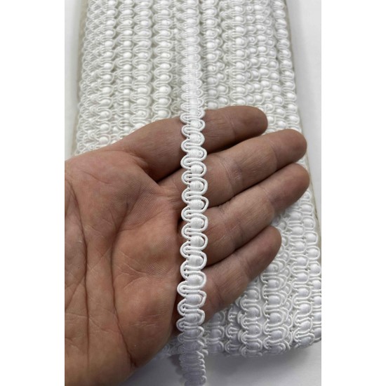 Camellia Dekoratif &Ouml;rg&uuml; Şerit &ndash; 1 cm En &ndash; 1 Metre | Tam Beyaz Sade Dokulu-HG-DS-035