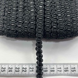 Belladonna Dekoratif &Ouml;rg&uuml; Şerit &ndash; 1 cm En &ndash; 1 Metre | Siyah Mat Tok Dokulu-HG-DS-037