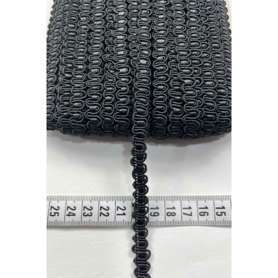 Belladonna Dekoratif &Ouml;rg&uuml; Şerit &ndash; 1 cm En &ndash; 1 Metre | Siyah Mat Tok Dokulu-HG-DS-037