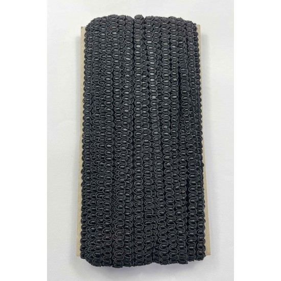 Belladonna Dekoratif &Ouml;rg&uuml; Şerit &ndash; 1 cm En &ndash; 1 Metre | Siyah Mat Tok Dokulu-HG-DS-037