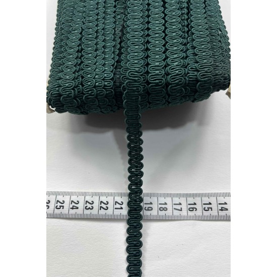 Helleborus Dekoratif &Ouml;rg&uuml; Şerit &ndash; 1 cm En &ndash; 1 Metre | Koyu Yeşil Mat Dokulu-HG-DS-038