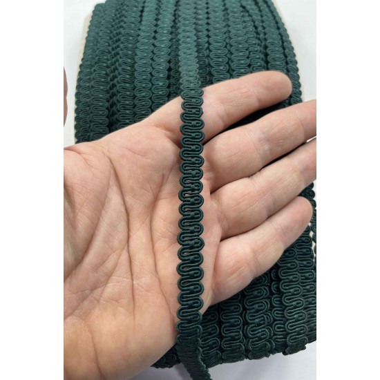 Helleborus Dekoratif &Ouml;rg&uuml; Şerit &ndash; 1 cm En &ndash; 1 Metre | Koyu Yeşil Mat Dokulu-HG-DS-038