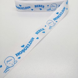 Beyaz Hoş Geldin Bebek Temalı Grogren Kurdele 2,5 cm 1 Metre-HGB-101