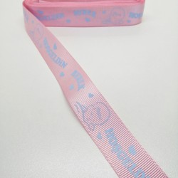 Pembe Hoş Geldin Bebek Temalı Grogren Kurdele 2,5 cm 1 Metre-HGB-107