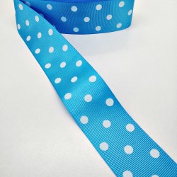 Mavi Puantiyeli Grogren Kurdele 4 cm 1 Metre-HOBG-1000