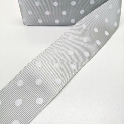 Gri Puantiyeli Grogren Kurdele 4 cm 1 Metre-HOBG-1004