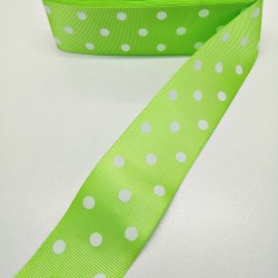 Yeşil Puantiyeli Grogren Kurdele 4 cm 1 Metre-HOBG-1005