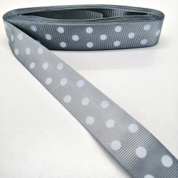 Gri Puantiyeli Grogren Kurdele 2,5 cm 1 Metre-HOBG-1007