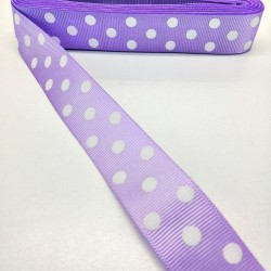 Lila Puantiyeli Grogren Kurdele 2,5 cm 1 Metre-HOBG-1009 Lila Puantiyeli Grogren Kurdele 2,5 cm 1 Metre-HOBG-1009