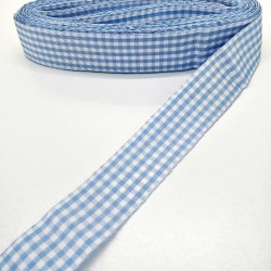 Bebe Mavi Kareli Tafta Kurdele 3 cm 1 Metre-HOBG-1010