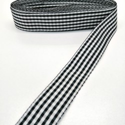 Siyah Kareli Tafta Kurdele 3 cm 1 Metre-HOBG-1011