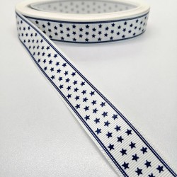 Beyaz Yıldızlı Grogren Kurdele 2,5 cm 1 Metre-HOBG-1016